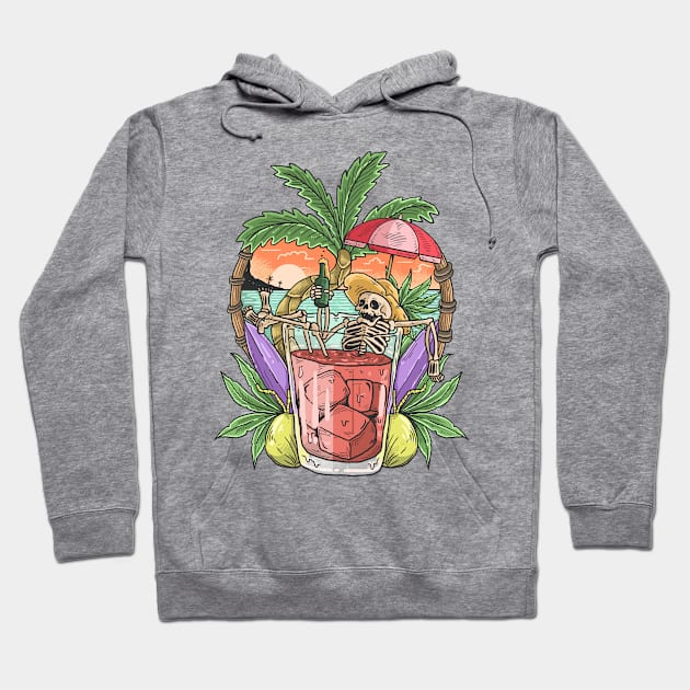 Skeleton on the Beach Hoodie by The Lucid Frog